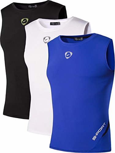 jeansian Herren Sportswear 3 Packs Sport Compression Tank Tops Vests Shirt LSL208 PackA M von jeansian