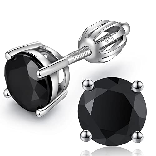 Männer Ohrringe Schwarz Herren Ohrstecker Schwarz Ohrringe Silber 925 Schwarze Ohrringe Echt Silber Zirkonia Ohrstecker Silber Diamant Ohrringe Schwarz Silber Ohrringe Damen Stecker Verschraubte 5mm von jiamiaoi