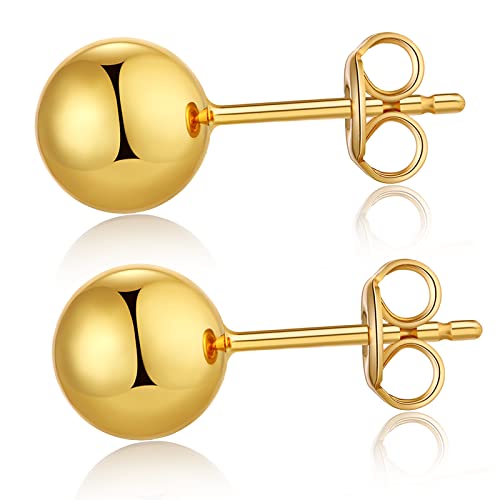 Ohrringe Kugel Gold Ohrstecker Kugel Ohrringe Anti-Allergie Gold Ohrringe Damen Gold Kugel Ohrringe Silber Kugel Ohrringe Herren Ohrstecker Silber 925 Kugel 5mm Vergoldet Ohrringe Herren von jiamiaoi