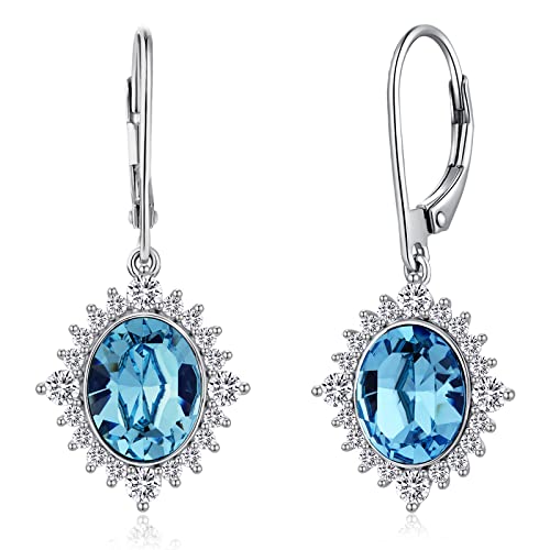 Ohrringe Silber 925 Hängend Damen Ohrringe Silber Saphir Diamant Ohrstecker Damen Ohrringe Hängend Blau Tropfen Ohrringe Echt Silber Lang Hängend Ohrringe Weißgold Hängend von jiamiaoi