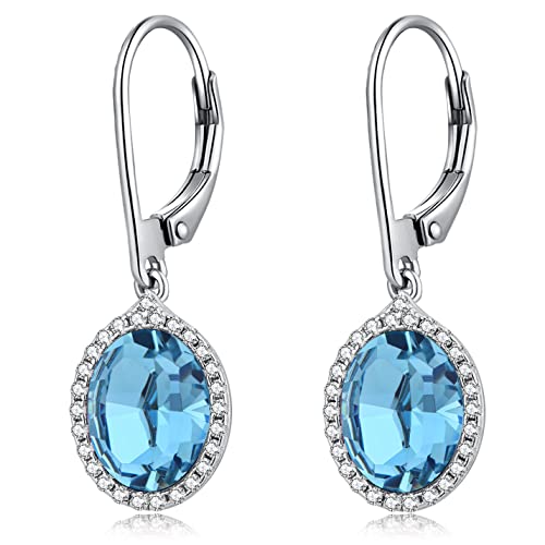 Weißgold Ohrringe Damen Ohrringe Hängend Blau Edelstein Ohrringe Silber Stein Silber Ohrringe Damen 925 Hängend Ohrhänger Silber 925 Damen Hängend Echte Silber Ohrringe Hängend von jiamiaoi