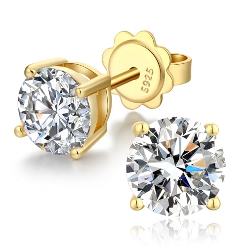 Diamant Ohrringe Herren Gold Ohrringe Männer Ohrstecker Gold Ohrringe Damen 585 Gold Ohrstecker Herren Ohrringe Gold Stecker Ohrringe Gold Zirkonia Ohrstecker 6mm von jiamiaoi