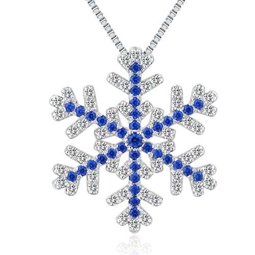 jiamiaoi Schneeflocke Kette Schneeflocken HalsKette Schneeflocke Anhänger Schneeflocke Kette Silber Schneeflocke Kette Blau Zirkonia Schneeflocke Schmuck Set Damen Kette Silber Schneeflock von jiamiaoi