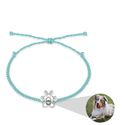 Personalisiertes Foto-Armband, personalisiertes Bild-Armband, Fotoprojektion, Gedenkbild-Schmuck, personalisiertes Geschenk für Sie (Hundeblau, 1 Stück) von jifu