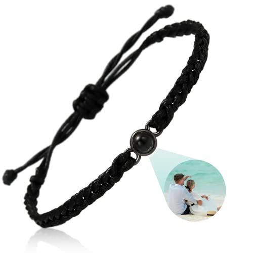 Personalisiertes Foto-Armband, personalisiertes Bild-Armband, Fotoprojektion, Gedenkbild-Schmuck, personalisiertes Geschenk für Sie (Schwarz, 1 Stück) von jifu