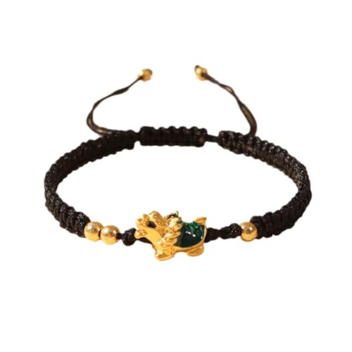 jileijar 2024 Neujahr Lucky Dragon Geflochtene String Armbänder, Jahr des Drachen Glück Reichtum Feng Shui Pi Yao Verstellbares Armband Schmuck Geschenke Frauen Männer, Legierung, Kein Edelstein von jileijar