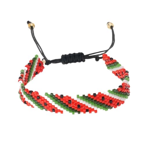 jileijar Palästina-Armband, handgefertigt, gewebtes Wassermelonen-Perlenarmband, Palästinensische Flagge, verstellbares Armband für Damen und Herren, arabisches Landschmuck, Geschenk, Metalllegierung, von jileijar