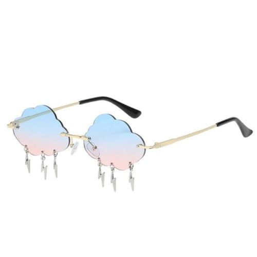 jileijar Sonnenbrille in Wolkenform, Kunststoff/Metall, randlos, für draußen, Party, Urlaub, Dekoration, Artikel, S9P3, Sonnenbrille, Perso Fun Sonnenbrille, blau, Einheitsgröße von jileijar