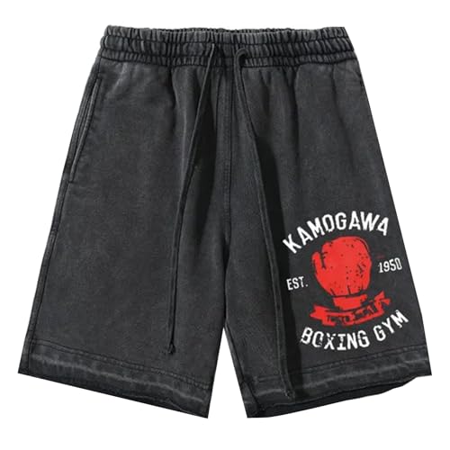 Hajime No Ippo Sommer Gewaschene Shorts Kamogawa Boxing Gym Retro Streetwear Hip Hop Lässige Shorts mit elastischer Taille und Kordelzug von jiminhope