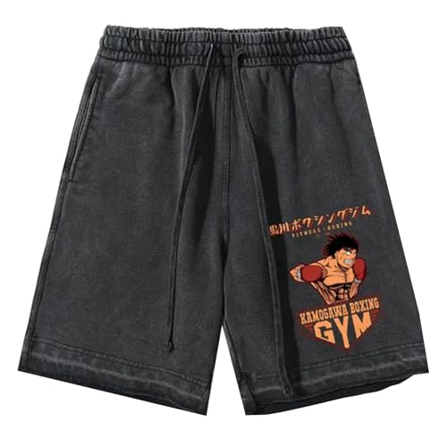 Hajime No Ippo Sommer Gewaschene Shorts Kamogawa Boxing Gym Retro Streetwear Hip Hop Lässige Shorts mit elastischer Taille und Kordelzug von jiminhope