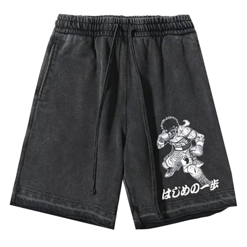 Hajime No Ippo Sommer Gewaschene Shorts Kamogawa Boxing Gym Retro Streetwear Hip Hop Lässige Shorts mit elastischer Taille und Kordelzug von jiminhope