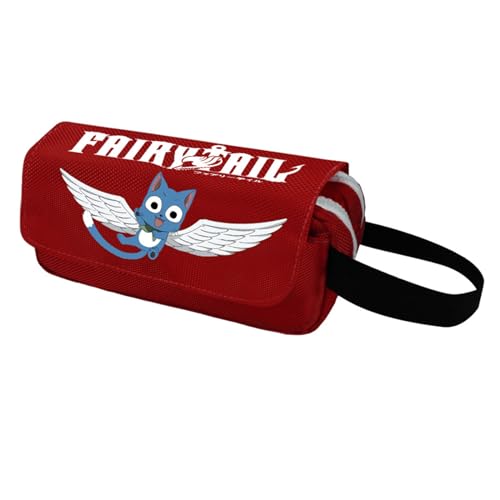 jiminhope Anime Fairy Tail Happy Pencil Case Natsu Dragneel Erza Scarlet Großes Fassungsvermögen Federmäppchen Tasche mit Reißverschluss von jiminhope