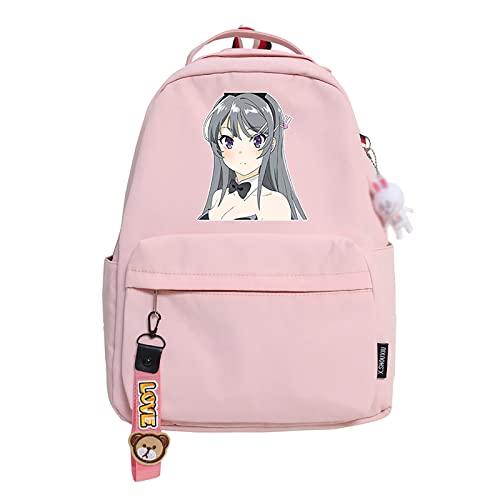 jiminhope Anime Rascal Does Not Dream of Bunny Girl Senpai Rucksack Mai Sakurajima Rucksack Mai Daypack Bookbag Tomoe Kaede Tasche für Unisex von jiminhope