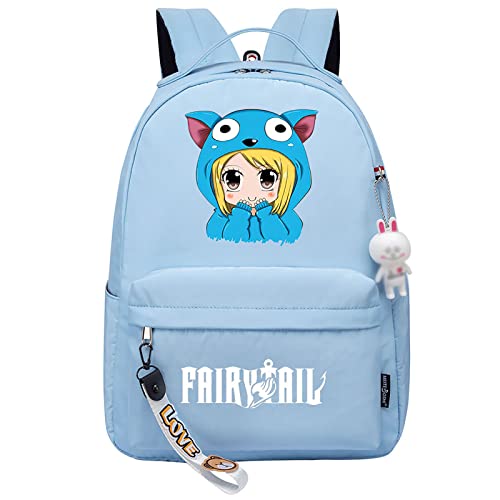 jiminhope FAIRY TAIL Rucksack Anime Pochita Print Kleiner Anhänger Reißverschluss Reiserucksack Niedliche Cartoon Student Tasche für Jungen Mädchen von jiminhope