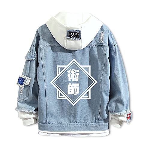 jiminhope Jujutsu Kaisen Hoodie Jacke Itadori Yuji Gojo Satoru Ryomen Sukuna Cosplay Sweatshirts Gefälschte Zweiteilige Nähte Jeansjacke Outwear für Herren Damen von jiminhope