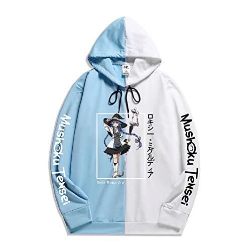 jiminhope Mushoku Tensei Kapuzenpullover Männer und Frauen Bedrucktes Langärmeliges Kontrast Sweatshirt Anime Roxy Migurdia Greyrat Cosplay Kostüm von jiminhope