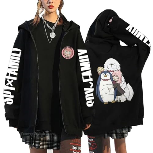 jiminhope Spy x Family Kapuzenpullis Anya Forger Cosplay Kostüm Casual Reißverschluss Sweatshirt Anya Forger Cardigan Jacke für Anime-Fans von jiminhope