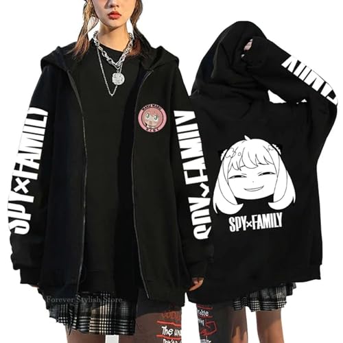 jiminhope Spy x Family Kapuzenpullis Anya Forger Cosplay Kostüm Casual Reißverschluss Sweatshirt Anya Forger Cardigan Jacke für Anime-Fans von jiminhope