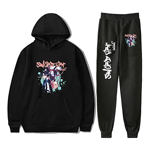 jiminhope Unisex Sword Art Online Hoodie und Jogginghose Anzüge Anime Bedrucktes Sweatshirt Freizeithosen Sets Kirigaya Kazuto Cosplay Kostüm 2 Stück Anzüge von jiminhope