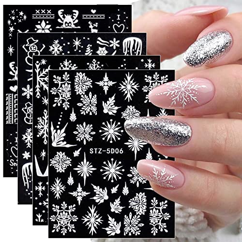 4 Blatt 3D Nagelsticker Weihnachten Nagelaufkleber Christmas 5D Stereoskopisch Selbstklebend Schneeflocke Feuerwerk Nail Art Sticker Dekoration Nageldesign Zubehör 4 Blatt 3D Nagelsticker Weihnachten Nagelaufkleber Christmas 5D Stereoskopisch Selbstklebend Schneeflocke Feuerwerk Nail Art Sticker Dekoration Nageldesign Zubehör von jmeowio