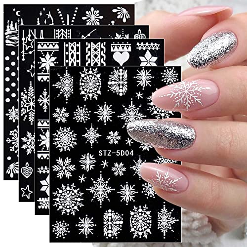 4 Blatt 3D Nagelsticker Weihnachten Nagelaufkleber Christmas 5D Stereoskopisch Selbstklebend Schneeflocke Schneemann Nail Art Sticker Dekoration Nageldesign Zubehör 4 Blatt 3D Nagelsticker Weihnachten Nagelaufkleber Christmas 5D Stereoskopisch Selbstklebend Schneeflocke Schneemann Nail Art Sticker Dekoration Nageldesign Zubehör von jmeowio