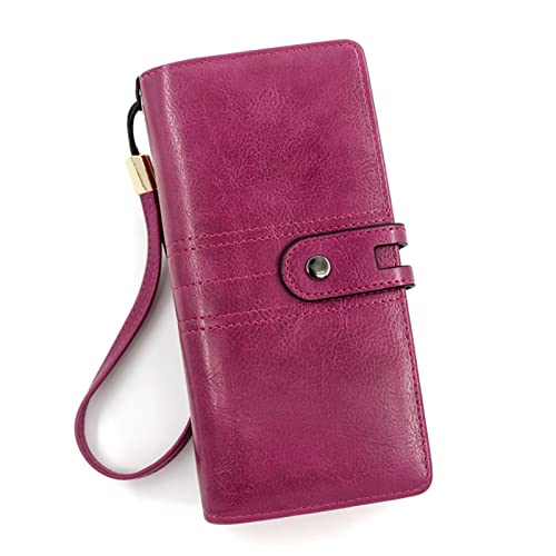 jonam Geldbörse für Damen Hot Wallets for Womenlong Ladies Purse Multifunction Mobile Phone Bag Leather Wallet Women (Color : R862 Rose red) von jonam