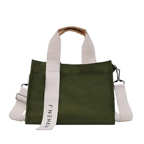 jonam Umhängetasche Kreative Segeltuchtasche, lässige One-Shoulder-Umhängetasche, literarische Stofftasche mit großem Fassungsvermögen (Color : Green) von jonam