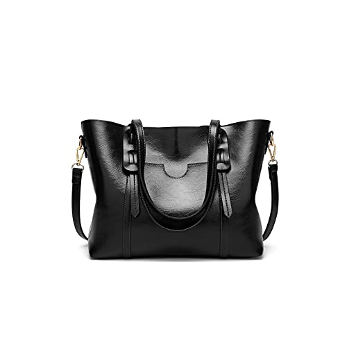 jonam Umhängetasche Umhängetaschen für Frauen Handtaschen Frauen Taschen PU. Leder casual tote frauen tasche (Color : Black) von jonam