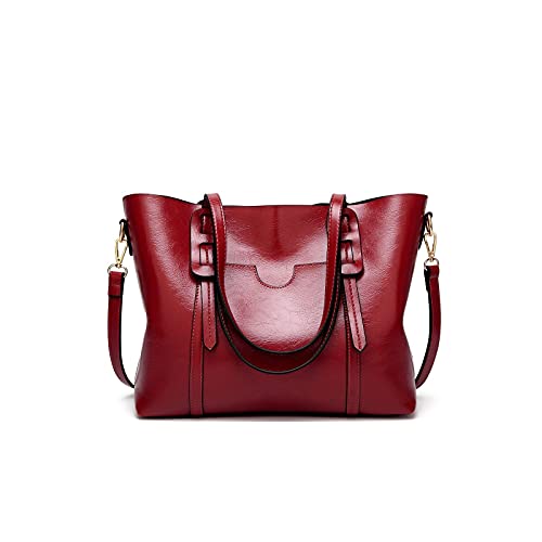 jonam Umhängetasche Umhängetaschen für Frauen Handtaschen Frauen Taschen PU. Leder casual tote frauen tasche (Color : Red) von jonam