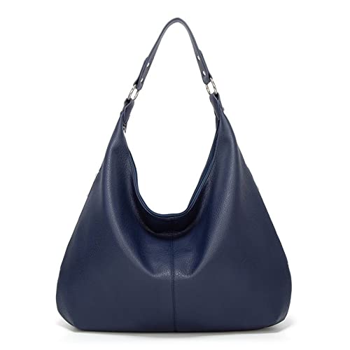 jonam Umhängetasche Vintage weibliche Schultertaschen, Patchwork Pu. Leder frauen tasche, hobo damen handtasche große beiläufige taschen (Color : Blue) von jonam