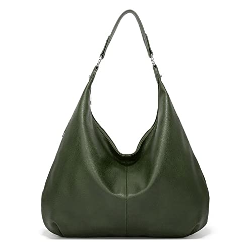 jonam Umhängetasche Vintage weibliche Schultertaschen, Patchwork Pu. Leder frauen tasche, hobo damen handtasche große beiläufige taschen (Color : Green) von jonam