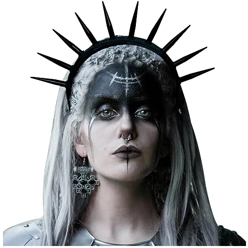 keland Goth Haarreif mit Stacheln Gothic Kopfstück Halo Krone Kopfschmuck Damen Halloween Cosplay Accessoire (Schwarz) von keland