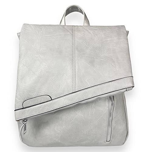 kennydoo 2in1 Rucksack & Umhängetasche in Einem 9200-17, Damen Rucksacktasche, viele Fächer, modern (grau) von kennydoo