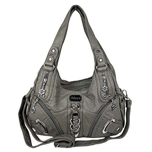 kennydoo Damen Handtasche/viele Fächer/Schulter-Trageriemen/modern & sportlich / AK11282- (grau) von kennydoo