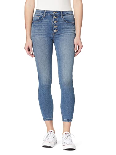 kensie Jeans High Rise Exposed Button Finished Edge Hem 66 Inch Inseam Größen 0-16, Pippa Washed Edge, 44 von kensie