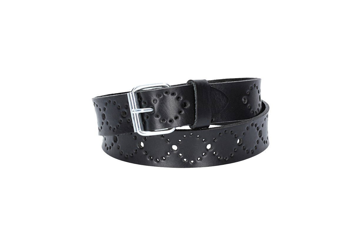 kiddybelts Ledergürtel Ledergürtel Kids 25mm in Schwarz mit Lochmuster und Schließe Silber (KB17-790) sehr weiches Vollrindleder von kiddybelts