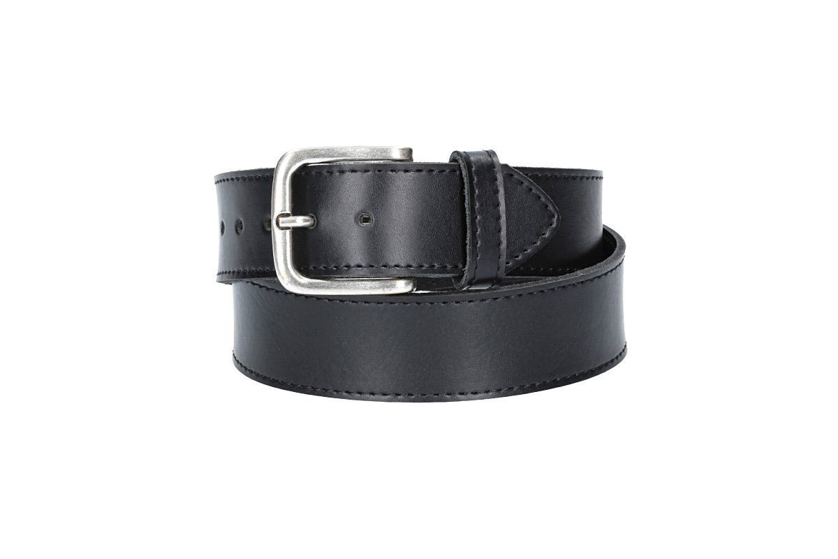 kiddybelts Ledergürtel Ledergürtel Kids 30mm abgenäht in Schwarz mit Dornschließe in Silber (KB16-790) sehr weiches Vollrindleder von kiddybelts