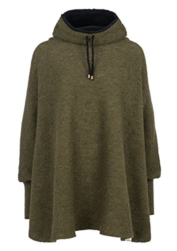 Damen Mädchen Strick-Poncho Umhang Cape mit Kragen - moosgrün Size one Size von KIDKA