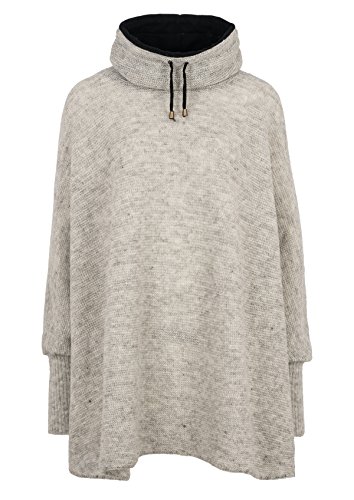 Damen Mädchen Strick-Poncho mit Kragen - hellgrau Size one Size von KIDKA