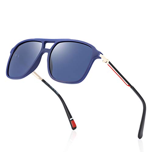 kimorn Klassische Polarisierte Sonnenbrille Für Damen Herren Verspiegelte Linse Retro-Sonnenbrille Aus Metall K0802 (Blau) von kimorn