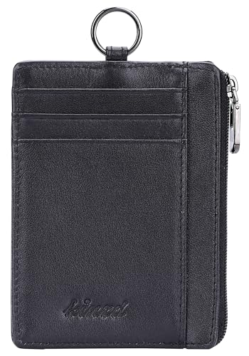 kinzd Herren Schlank Vordertasche Portemonnaie Minimalistisches Portemonnaie Rfid Sichern Dünn Cit Kartenhalter Einheitsgröße Upgraded Schwarz Wallet With Key Chain von kinzd