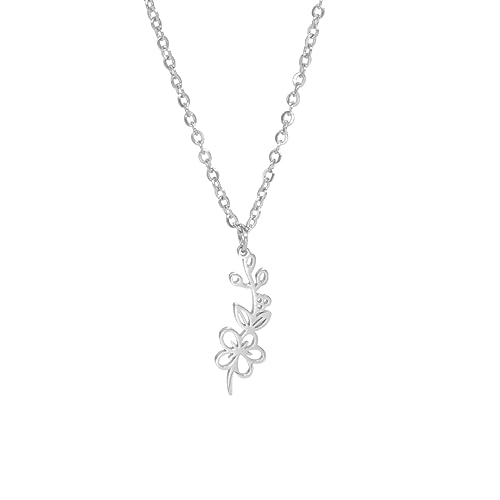 kkjoy Edelstahl Geburtsmonat Blume Halskette 12 Monate Geburtstag Blume Anhänger Halskette Beste Freund Halskette Schmuck für Frauen Mädchen von kkjoy