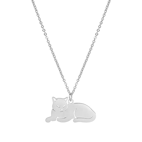 kkjoy Niedliche Katze Anhänger Halsketten aus Edelstahl Tier Charme Halsketten Bester Freund Halskette Katze Fans Schmuck Geschenke für Frauen Mädchen von kkjoy