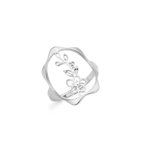 kkjoy Geburt Blume Ring Edelstahl Verstellbare Geburt Monat Floral Bouquet Ring Bester Freund Offener Finger Ring Wildblume Schmuck Geschenke für Frauen Mädchen von kkjoy