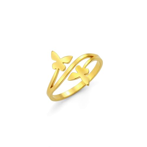 kkjoy Schmetterling Ring Edelstahl Fliegende Elfen Ring Libelle Ring Versprechen Ring Schmuck Geschenk für Frauen Charmante Damen von kkjoy