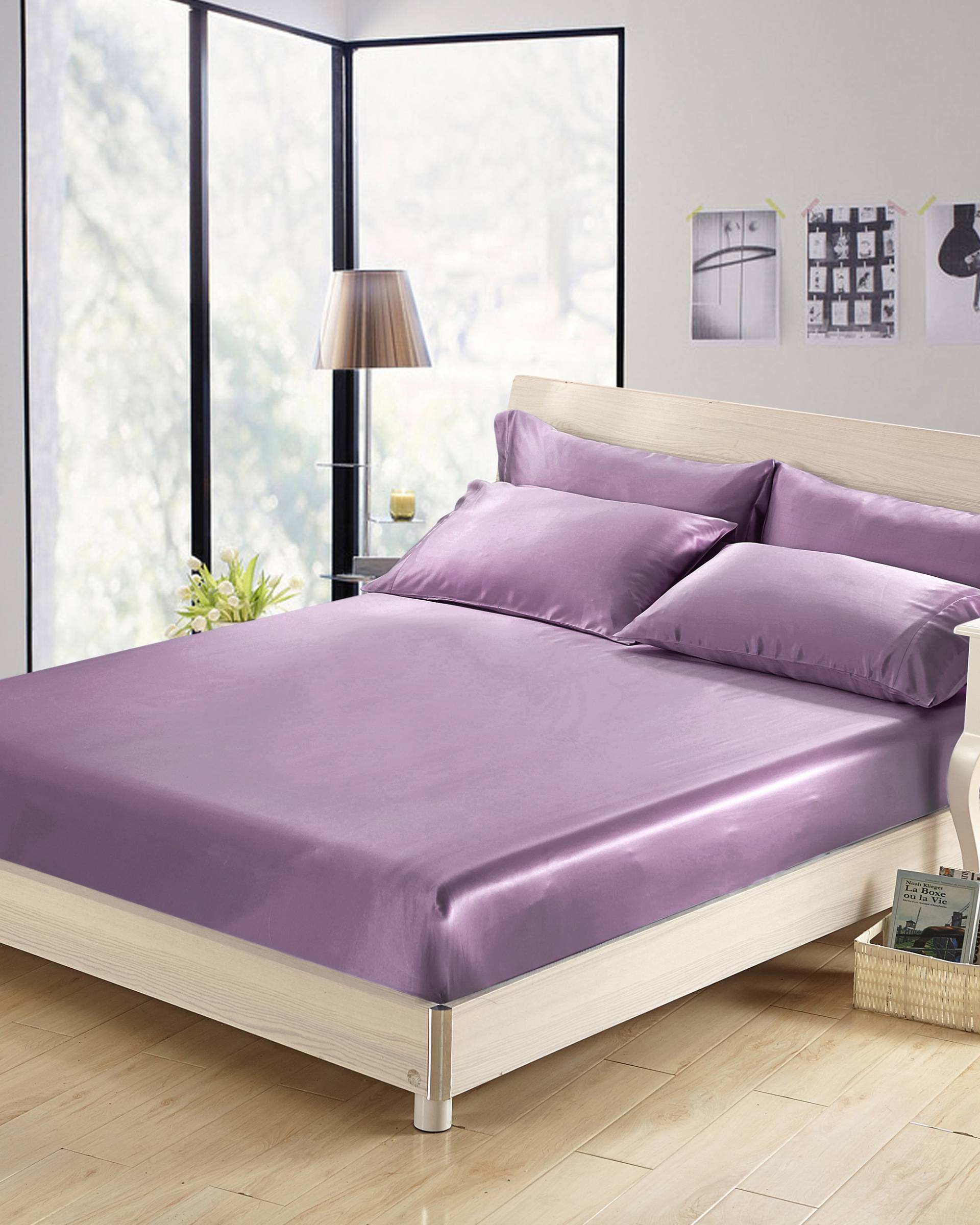 LILYSILK Spannbettlaken Seide Lavendel DE 100% Seide Weich Weich Und Gemütlich Spannbettlaken 120x200+30cm LILYSILK Spannbettlaken Seide Lavendel DE 100% Seide Weich Weich Und Gemütlich Spannbettlaken 120x200+30cm