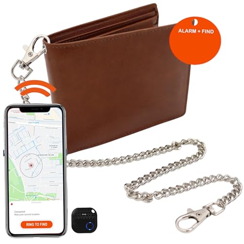 Portemonnee Heren met ketting - Grote portemonnee uitgebreid - Chain Wallet - Biker Wallet - Heren Portefeuille Cognac von Safekeepers