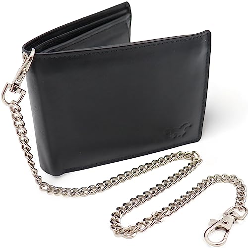 Portemonnee Heren met ketting - Grote portemonnee uitgebreid - Chain Wallet - Biker Wallet - Heren Portefeuille Zwart Hunter von Safekeepers