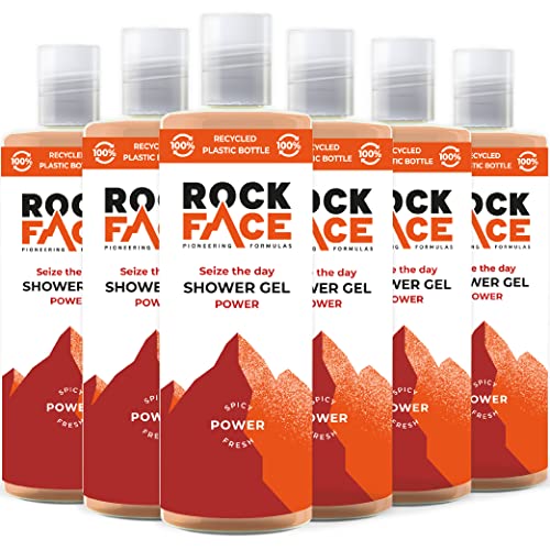 Rockface Herren-Duschgel, All-in-One-Duschgel für Männer, würziger maskuliner Duft, Power, Multipack mit 6 x 410 ml