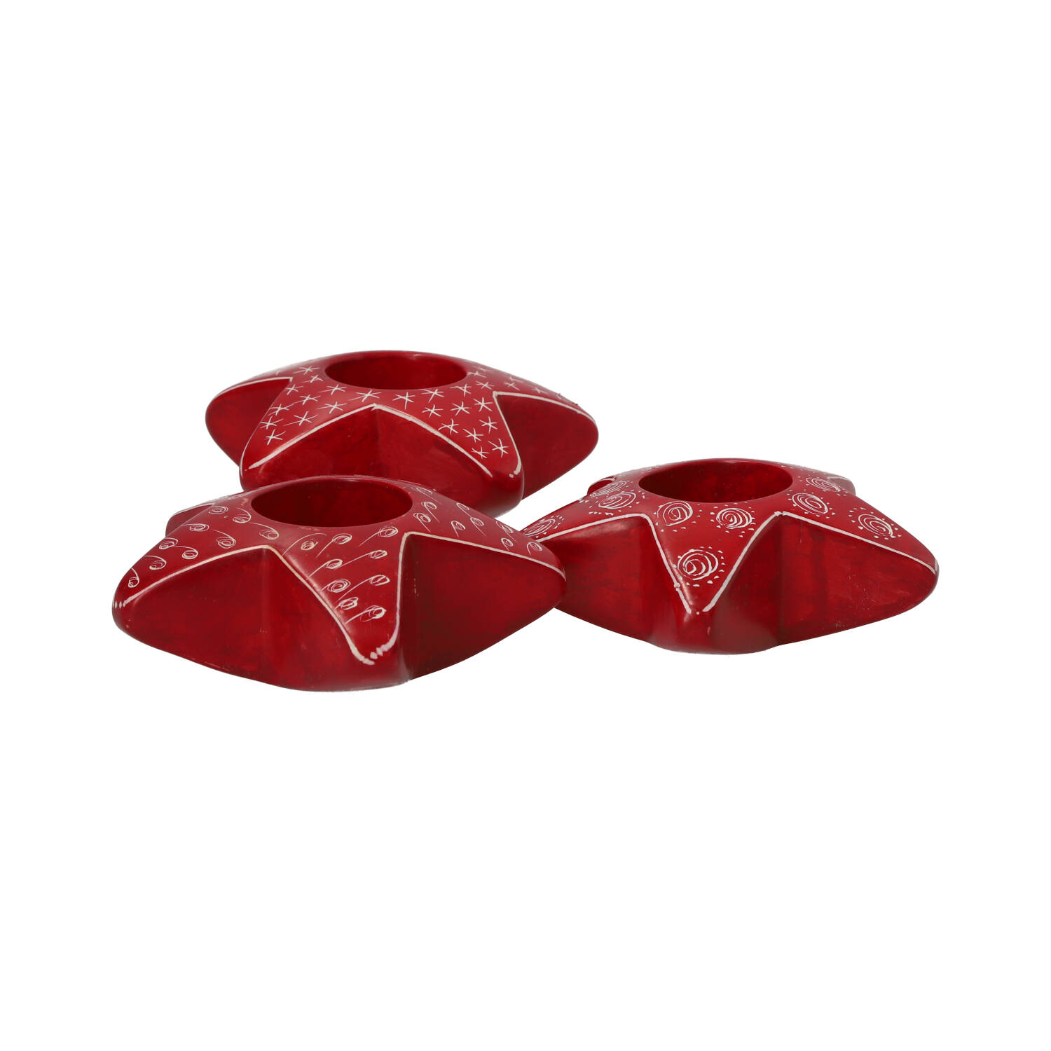 Speckstein-Teelichthalter, 3er-Set, rot Speckstein-Teelichthalter, 3er-Set, rot